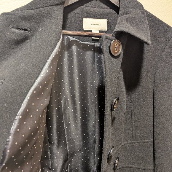 Black Wool Coat Size Small - Picture 7 of 11